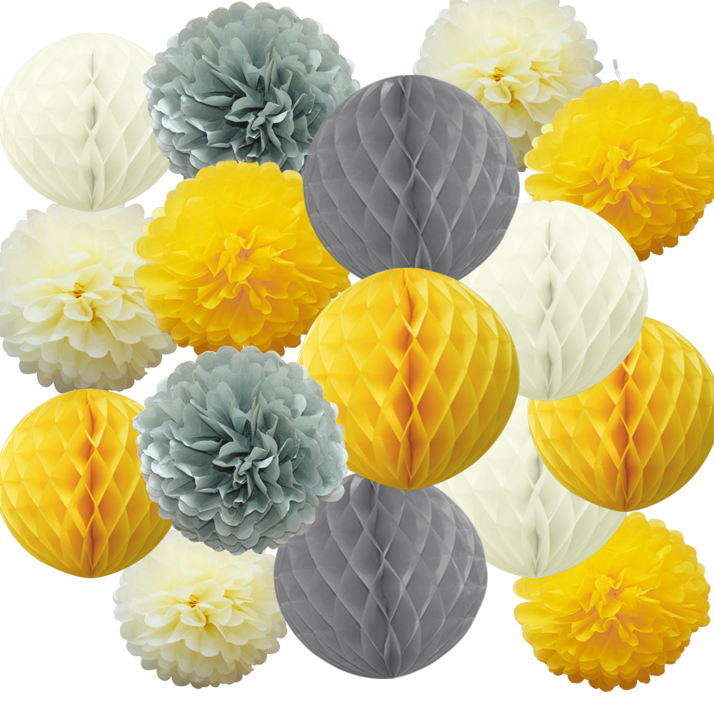 Time to Sparkle 16 PACK Tissue Paper Pompoms Round Paper Honeycomb Balls Hanging - Picture 11 of 28