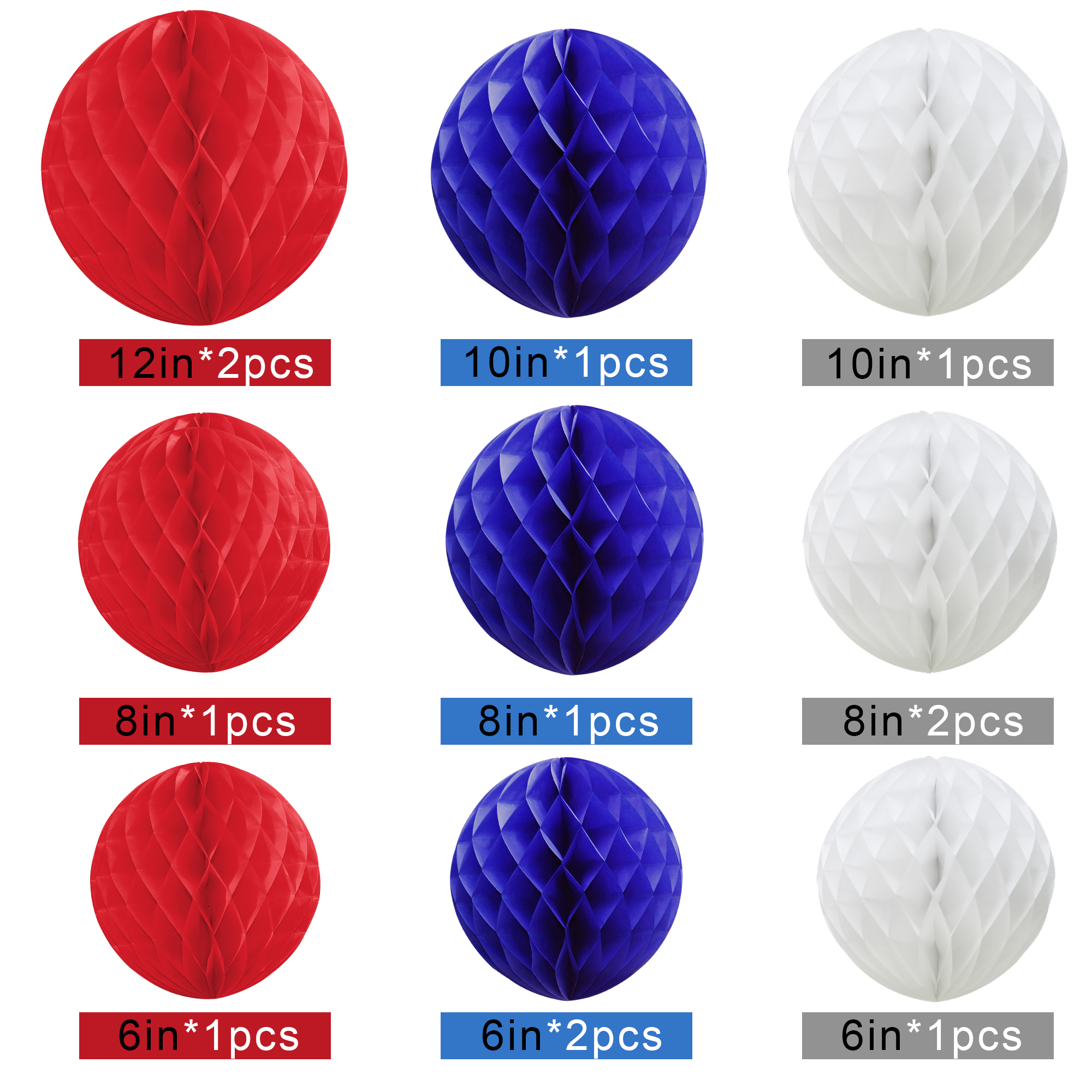 Time to Sparkle 12 Mixed Sizes PAPER HONEYCOMB BALLS Tissue Wedding Party Decor - Picture 21 of 23