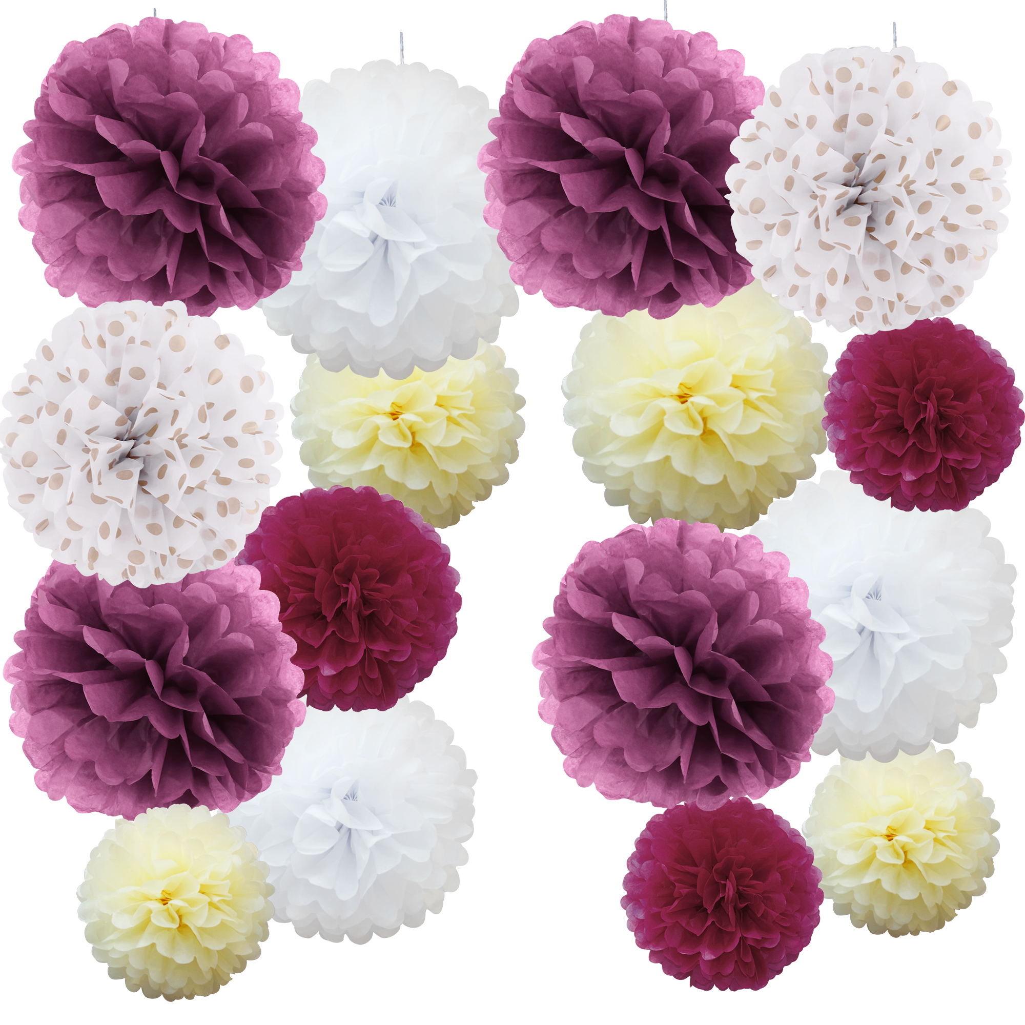 Time to Sparkle 16 PACK Tissue Paper Pompoms Fluffy Flower Party ...