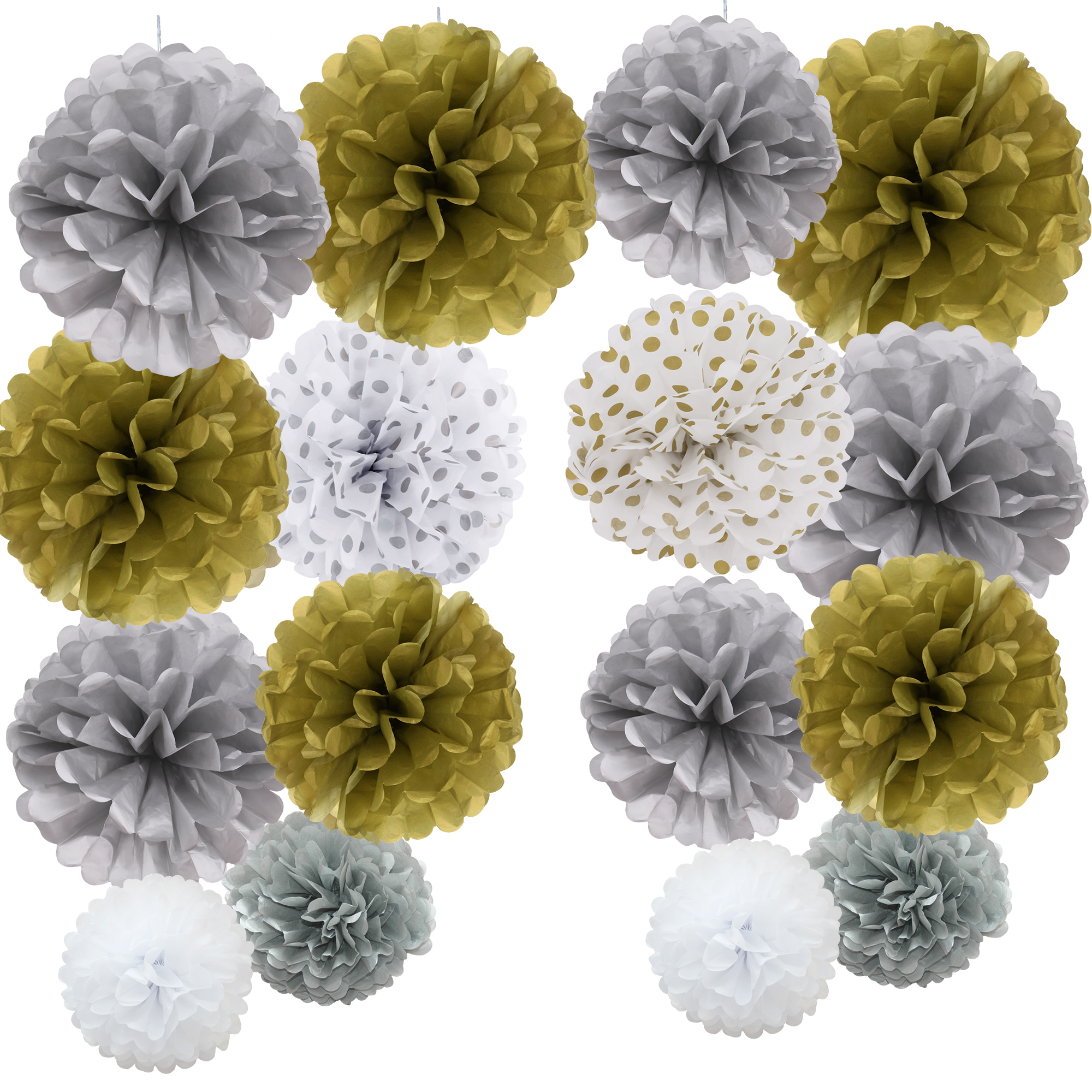 Time to Sparkle 16 PACK Tissue Paper Pompoms Fluffy Flower Party Hanging Decor - Picture 23 of 24