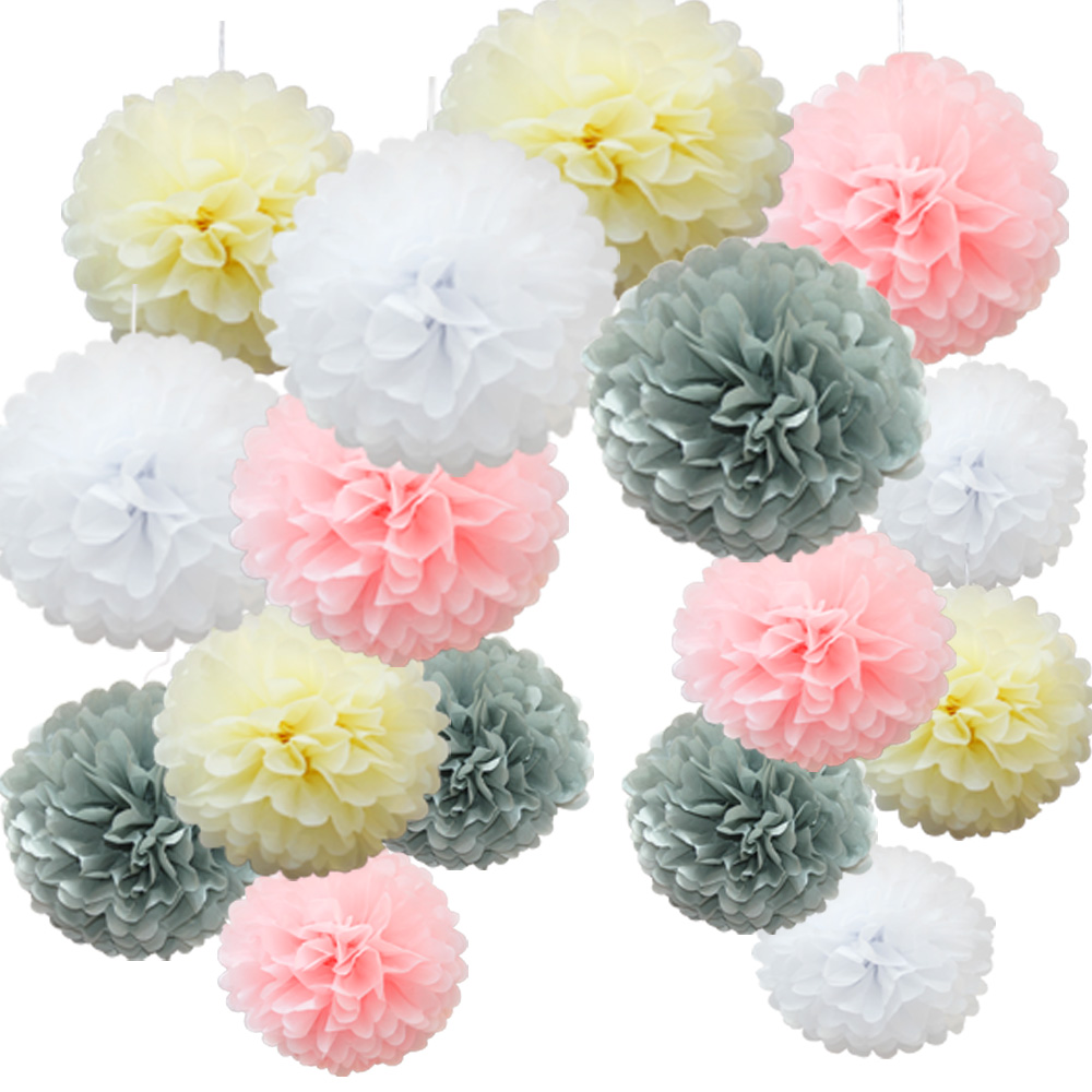 Time to Sparkle 16 PACK Tissue Paper Pompoms Fluffy Flower Party Hanging Decor - Picture 16 of 24