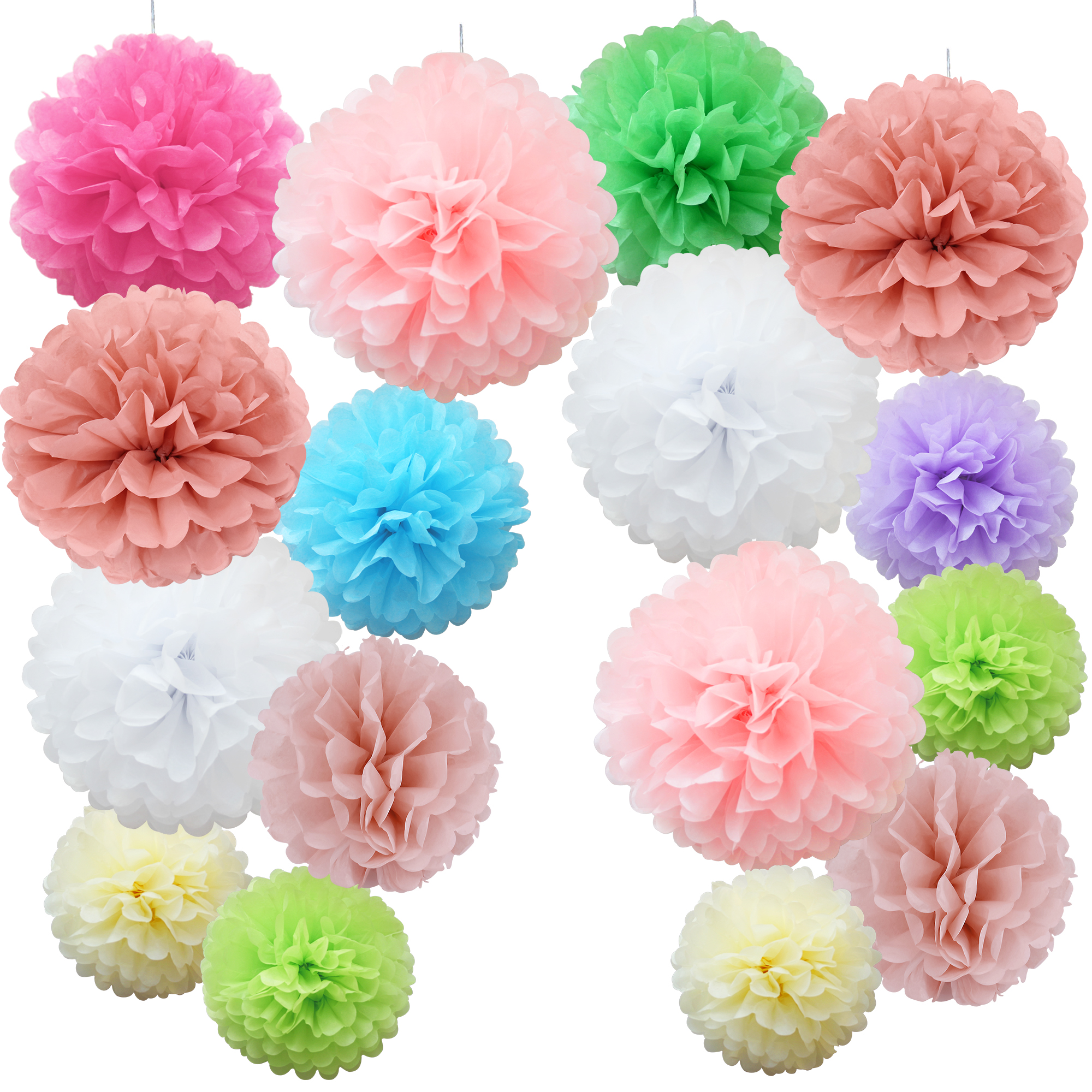 Time to Sparkle 16 PACK Tissue Paper Pompoms Fluffy Flower Party Hanging Decor