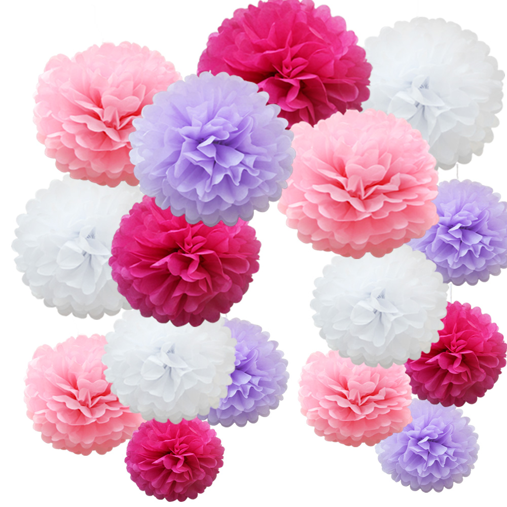 Time to Sparkle 16 PACK Tissue Paper Pompoms Fluffy Flower Party Hanging Decor