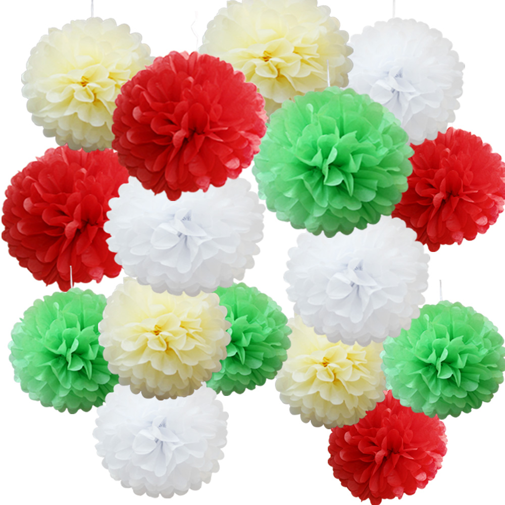 Time to Sparkle 16 PACK Tissue Paper Pompoms Fluffy Flower Party Hanging Decor