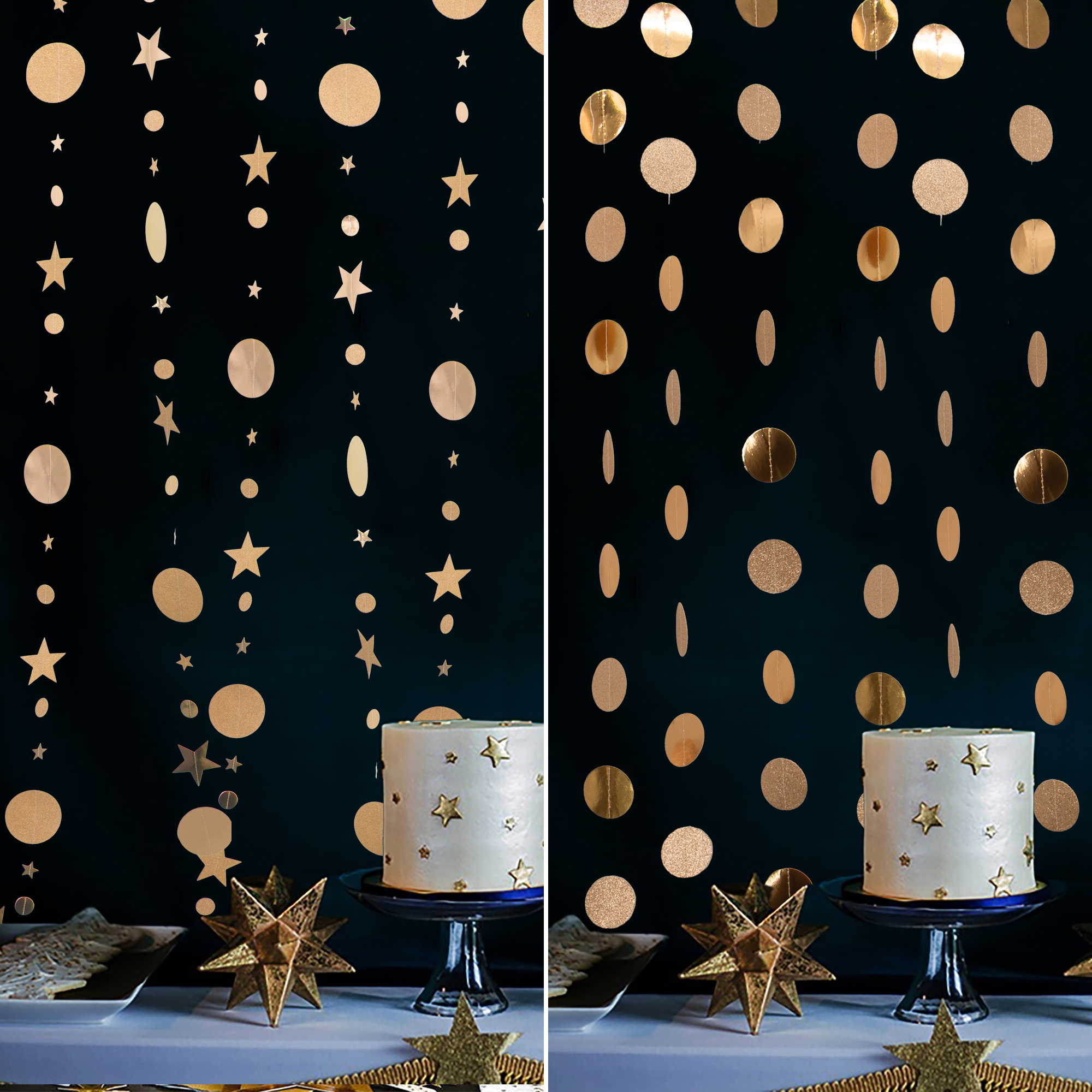 Time to Sparkle Hanging Garland Sparkling Round Circle Star Bunting Party Decor - Picture 13 of 17