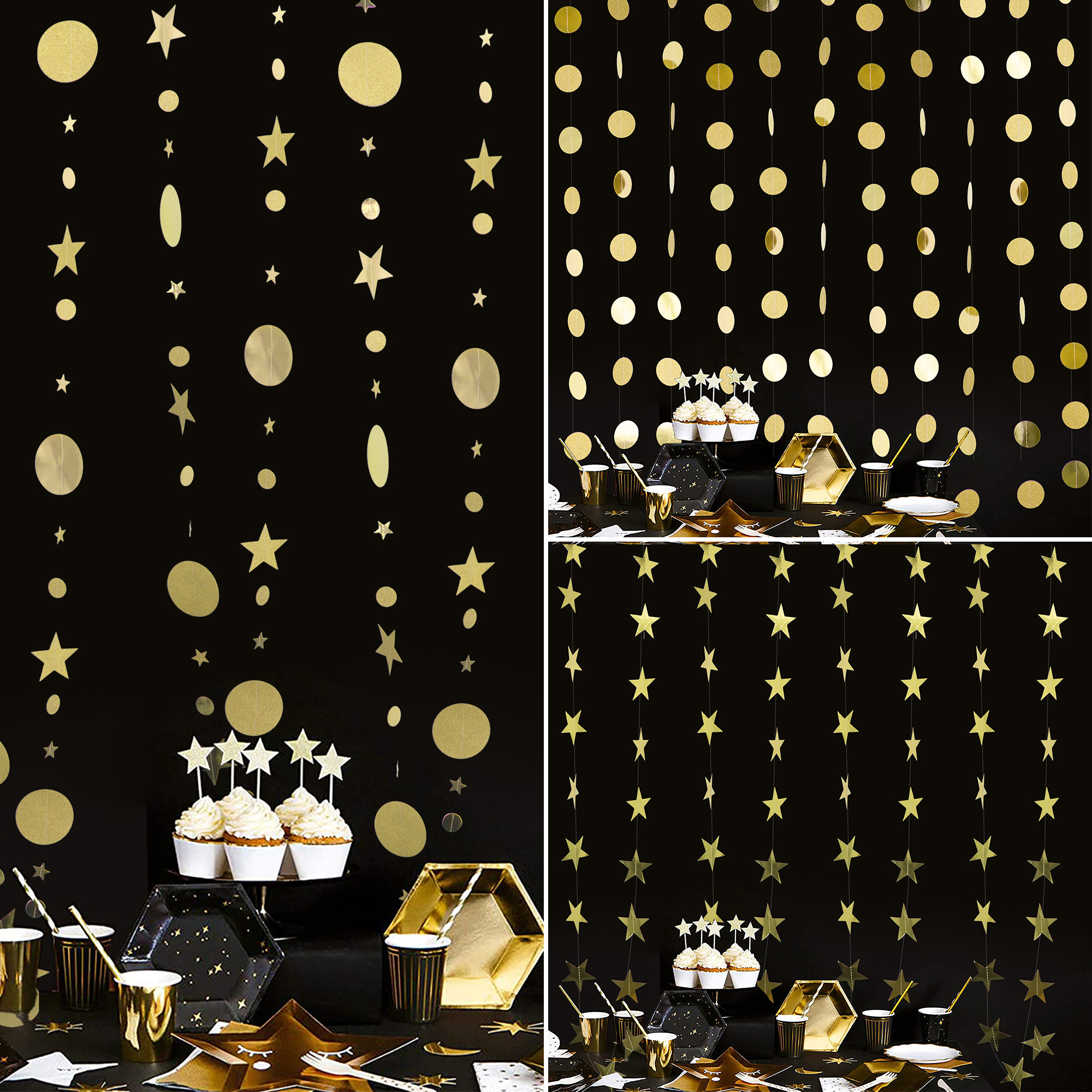 Time to Sparkle Hanging Garland Sparkling Round Circle Star Bunting Party Decor - Picture 15 of 17