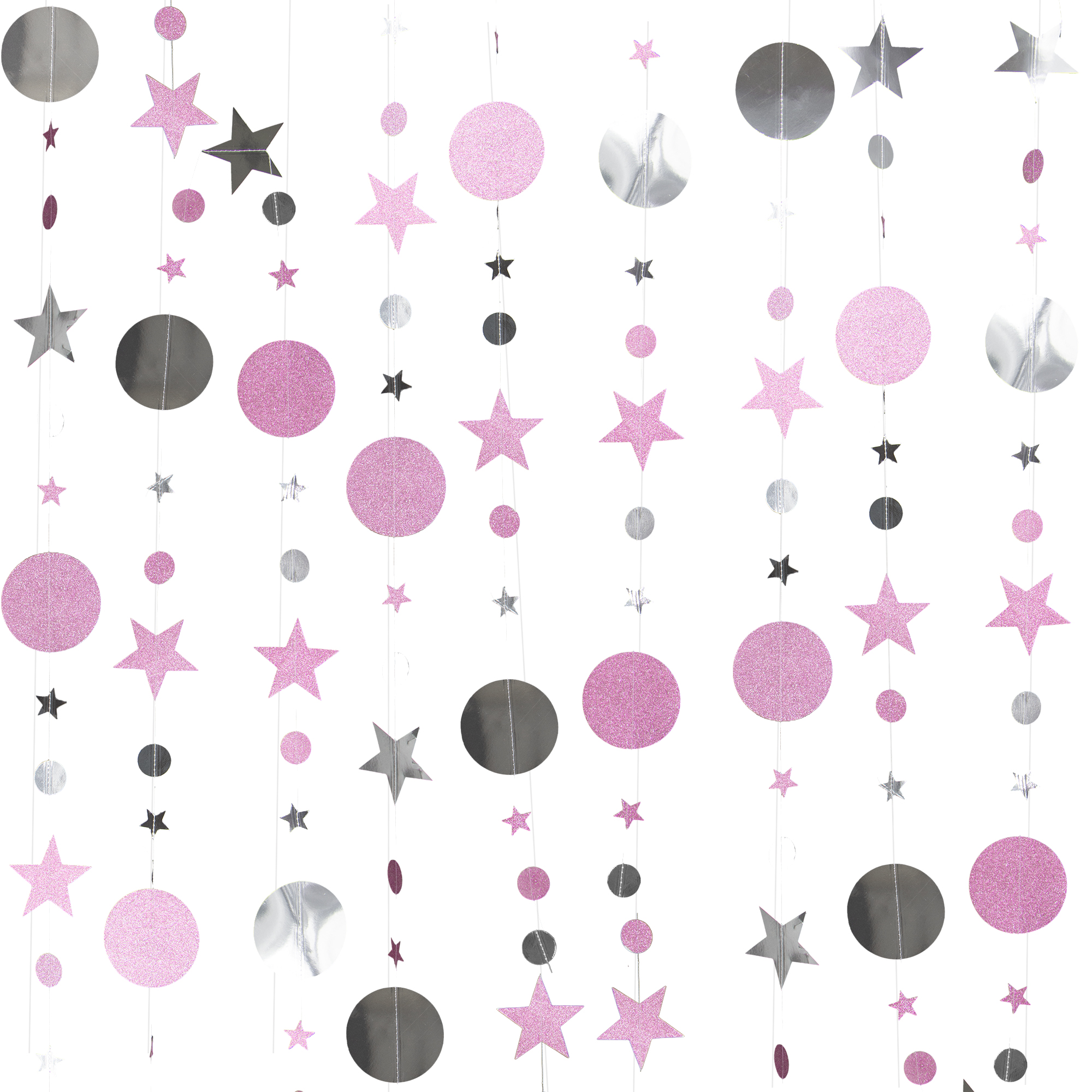 Time to Sparkle Hanging Garland Sparkling Round Circle Star Bunting Party Decor - Picture 14 of 17