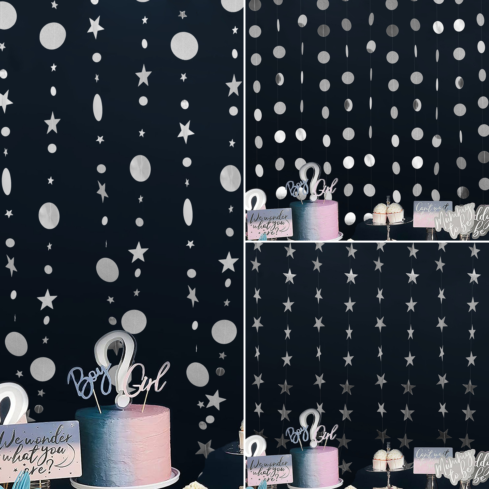 Time to Sparkle Hanging Garland Sparkling Round Circle Star Bunting Party Decor - Picture 16 of 17