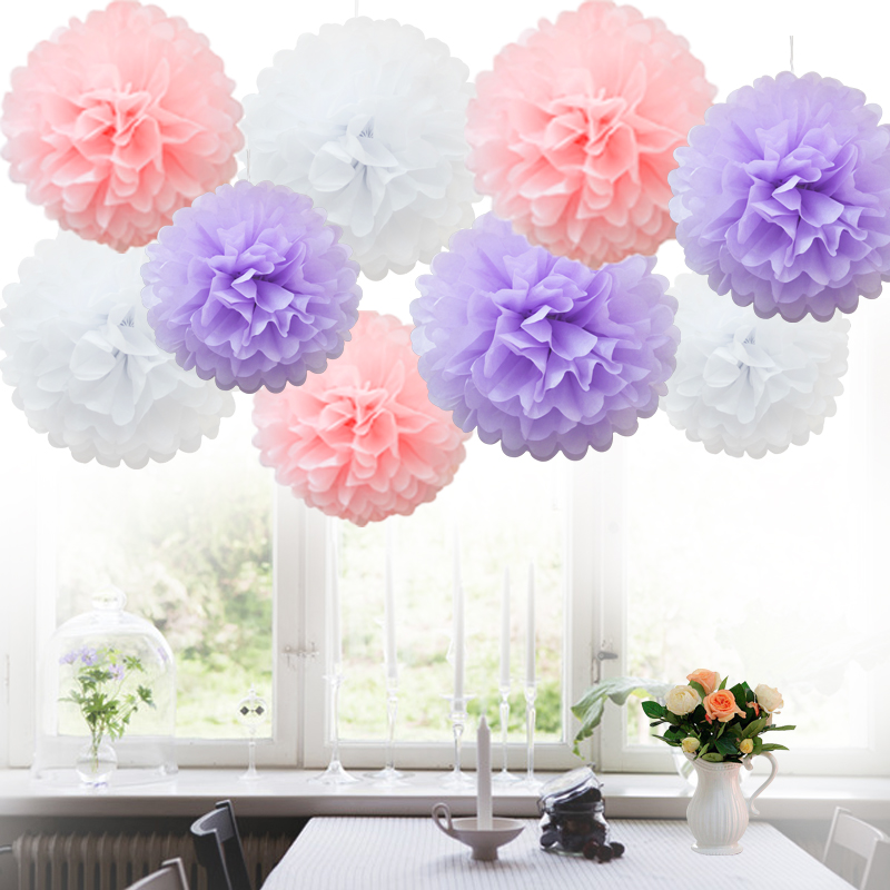 Time to Sparkle 9pcs Tissue Paper Pompoms Flower Balls Party Hanging Honeycomb - Picture 7 of 18