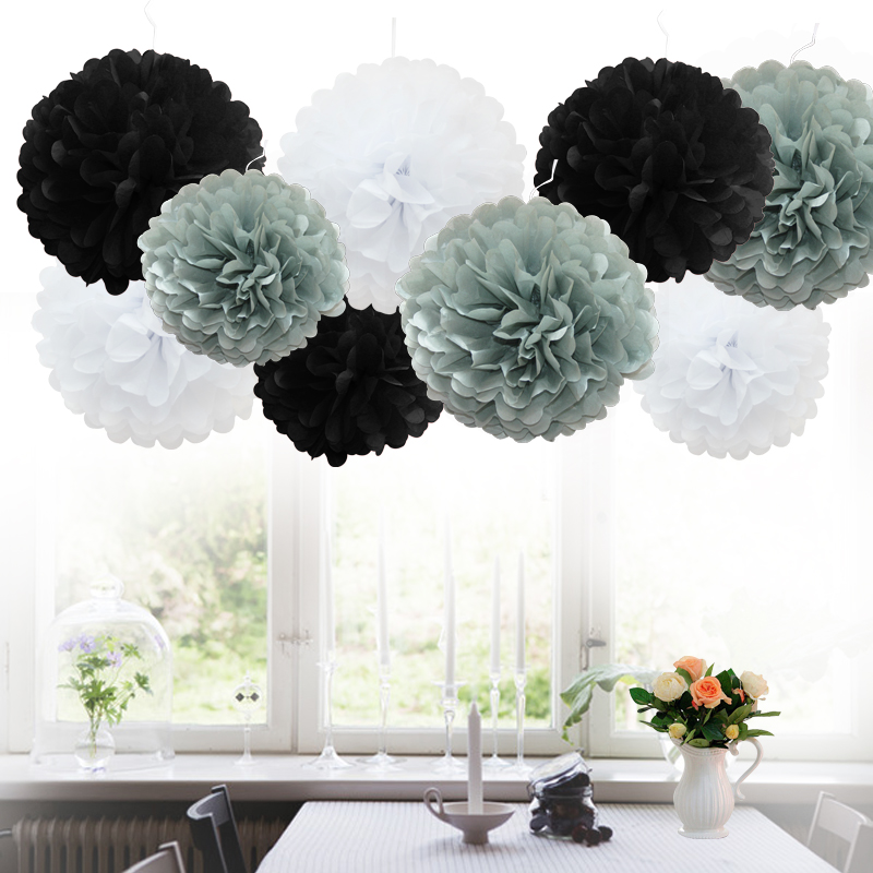 Time to Sparkle 9pcs Tissue Paper Pompoms Flower Balls Party Hanging Honeycomb - Picture 12 of 18