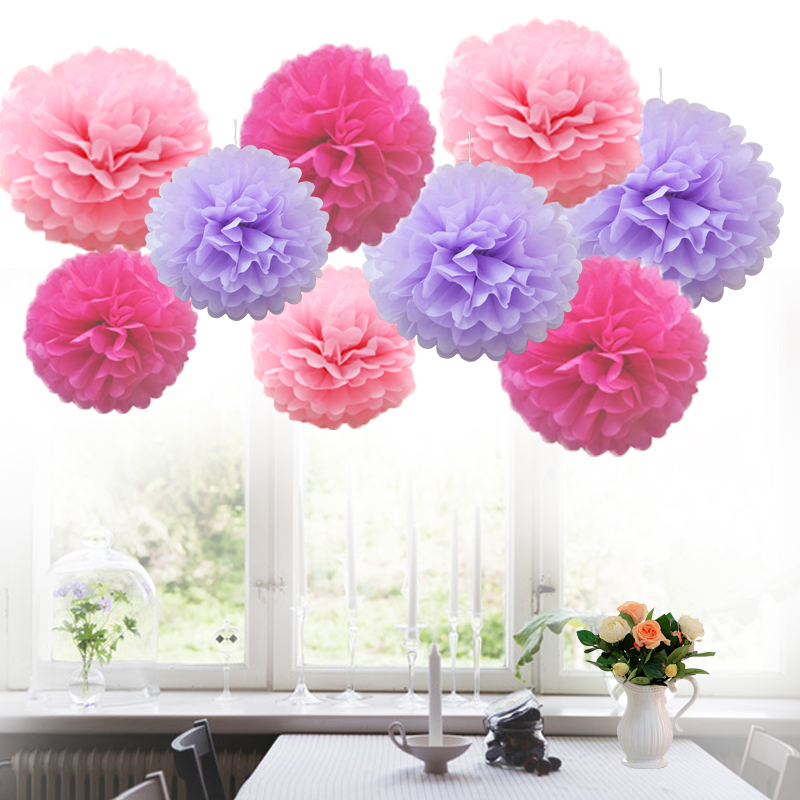 Time to Sparkle 9pcs Tissue Paper Pompoms Flower Balls Party Hanging Honeycomb - Picture 11 of 18