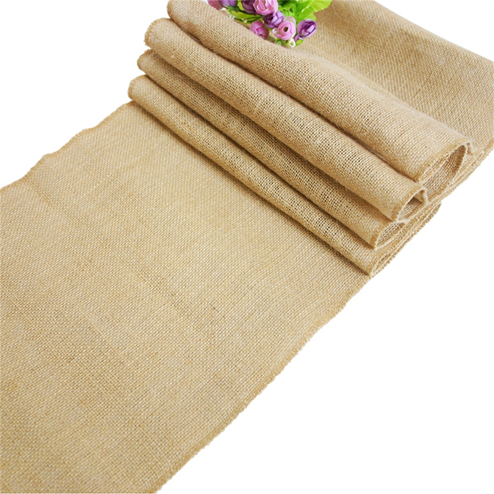 TtS 30 x 275cm Hessian Lace Table Runners Chair Sashes Jute Sewed Edge Wedding