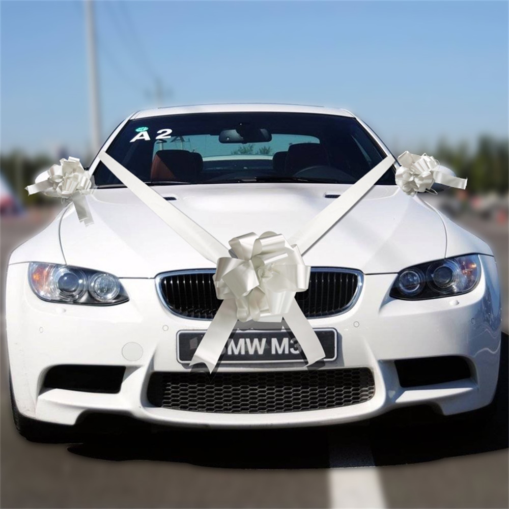 TtS Wedding Car Decoration Kit 7m Poly Ribbon & 3 Large Bows and 7 Metres Ribbon - Picture 9 of 22