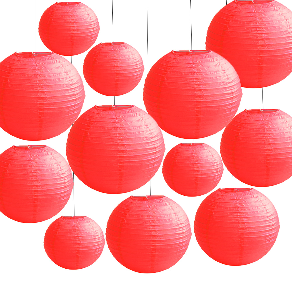 TtS 30 Pack Large Round Chinese Paper Lanterns Shade Wedding Decor 8"+10"+12" - Picture 16 of 19