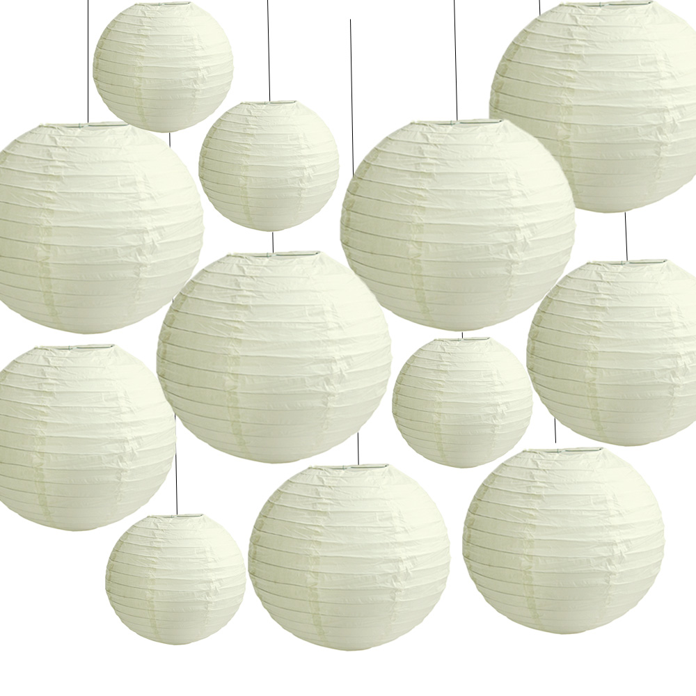 TtS 30 Pack Large Round Chinese Paper Lanterns Shade Wedding Decor 8"+10"+12" - Picture 5 of 19