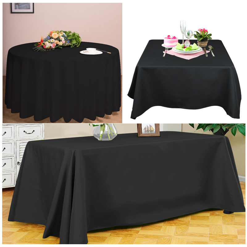 TtS 1 5 10 White Black Ivory Polyester Tablecloth Large Cover Wedding Party
