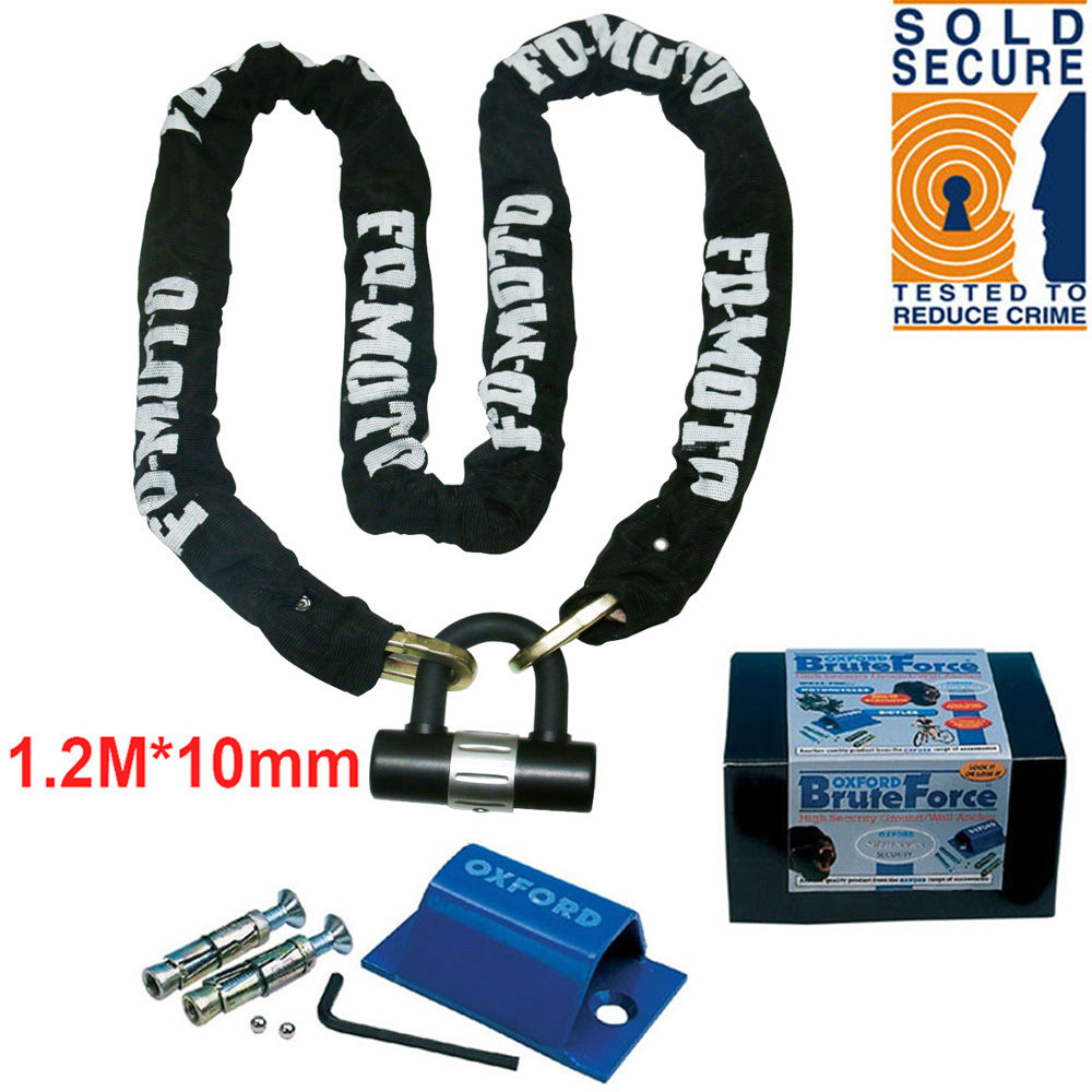 FD-MOTO 1.2M Motorbike Motorcycle Chain & Disc Lock + OXFORD Wall Anchor Secure 7658794473079 | eBay