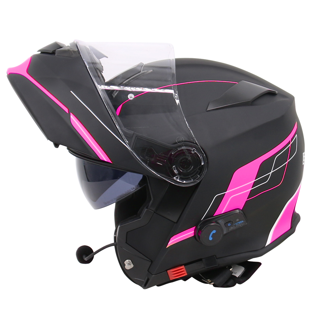Bluetooth LEO727BL Flip Up Motorcycle Helmet Full Face + Pinlock ...