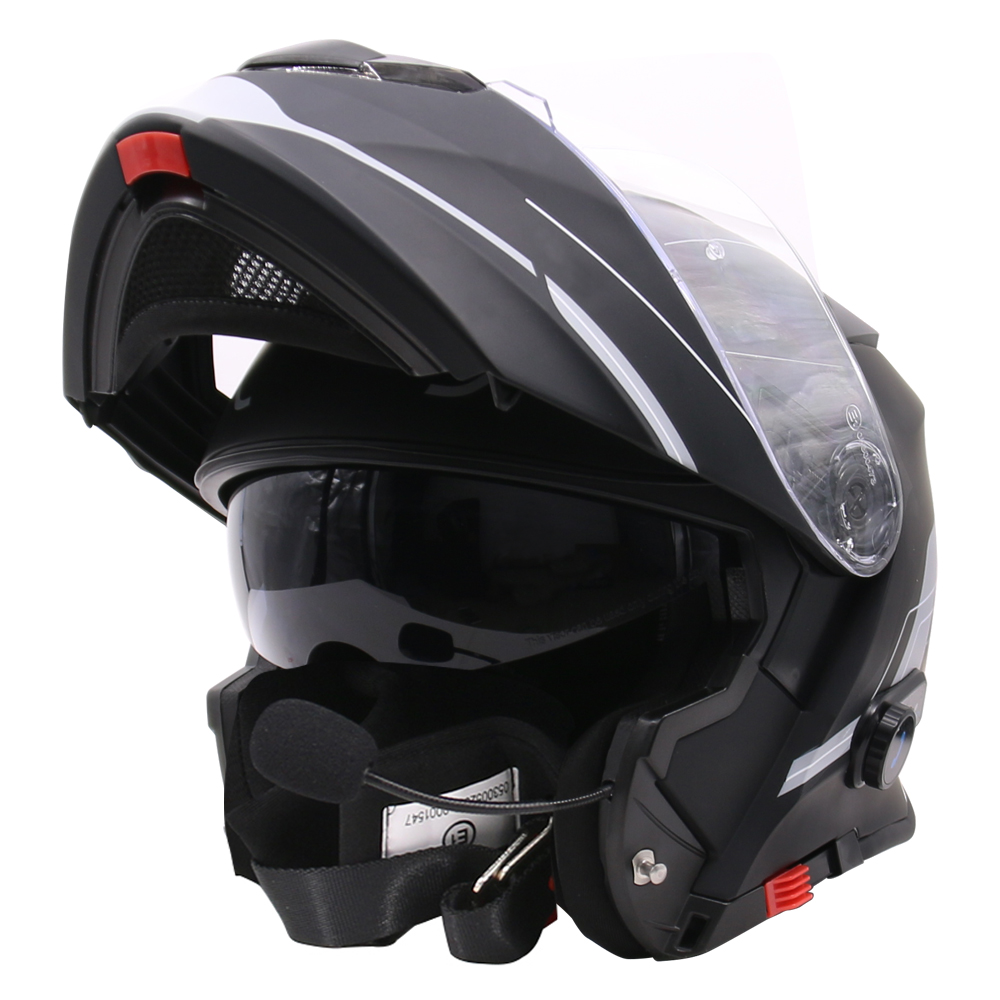 Bluetooth LEO727BL Flip Up Motorcycle Helmet Full Face + Pinlock