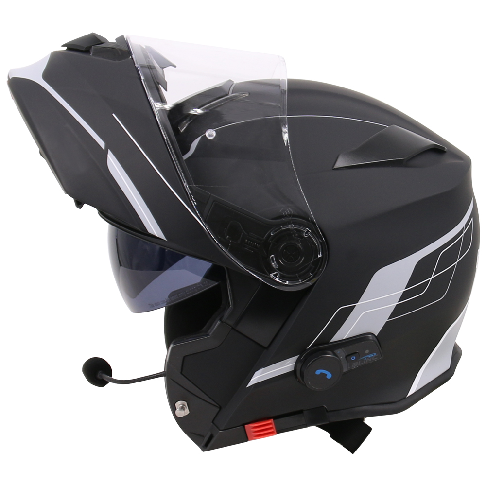 Bluetooth LEO727BL Flip Up Motorcycle Helmet Full Face + Pinlock