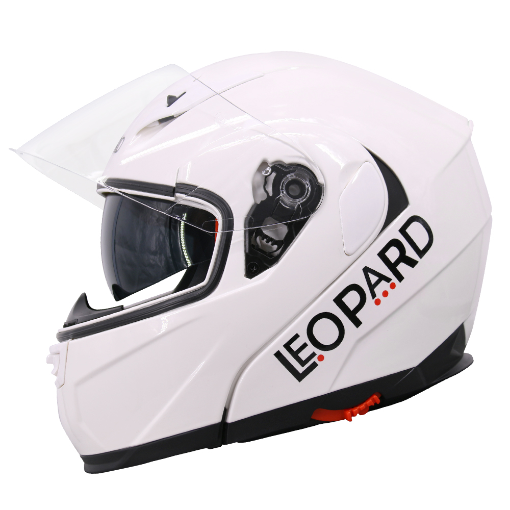 LEOPARD Flip Up Front Full Open Face Helmet Motorbike Motorcycle White