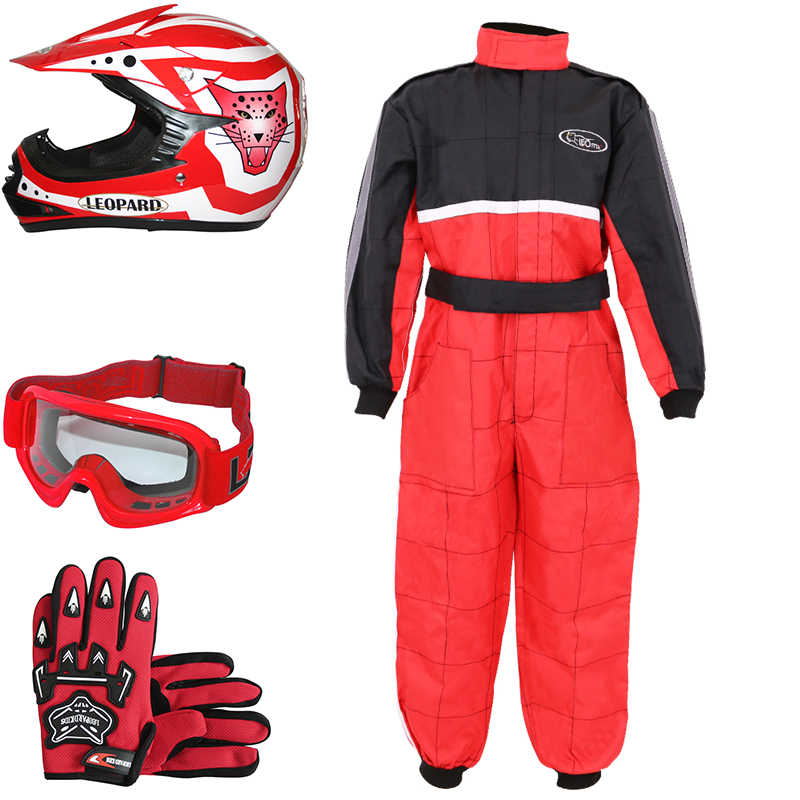 LEOPARD Kids Motocross Helmet Junior Jumpsuits Race Suit Glove Goggles ...