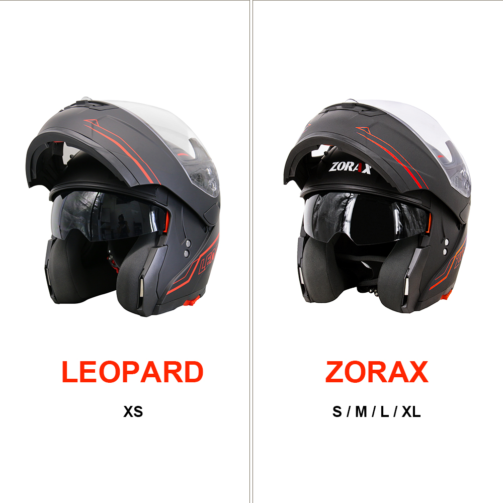LEOPARD Red White Full Face Motorcycle Helmet Motorbike INNER SUN VISOR XS-XL 