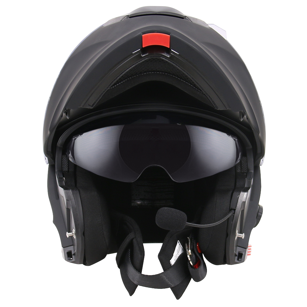 63-64cm Extra Iridium Visor,Dual-Speaker Headset,Hands-Free,Noise-Free,Automatic Answering,Double Visor Leopard LEO-727 Anti-fog Visor Flip up Motorbike Bluetooth Helmet,#8 Matt Black//Pink XXL
