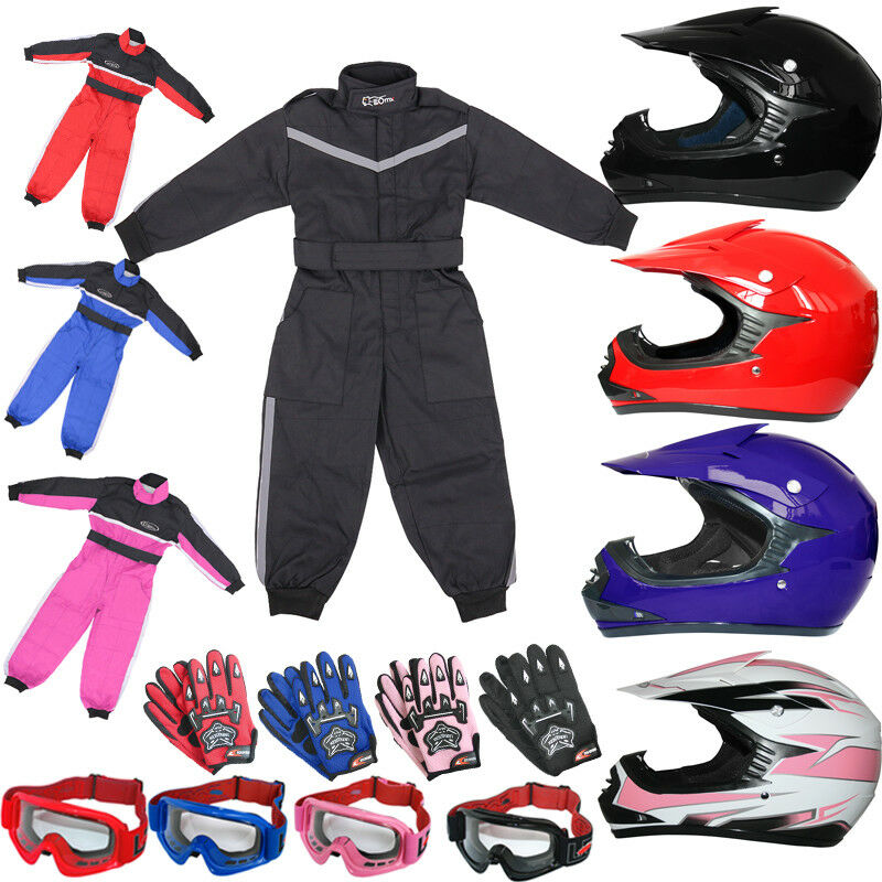 Kids Motocross Helmet Childrens Junior Race Suit Goggles Gloves MX ATV ...