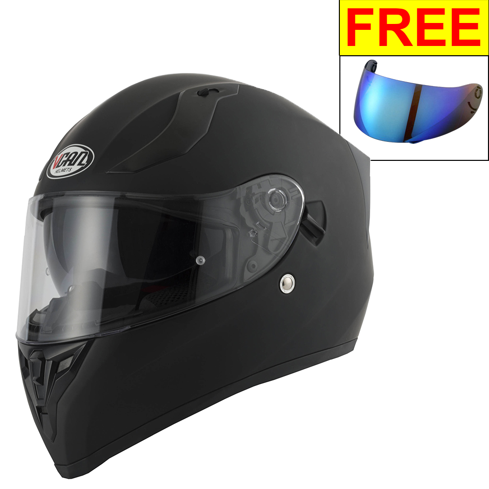 Vcan V128 Full Face DVS Motorcycle Motorbike Helmet + Vcan Iridium