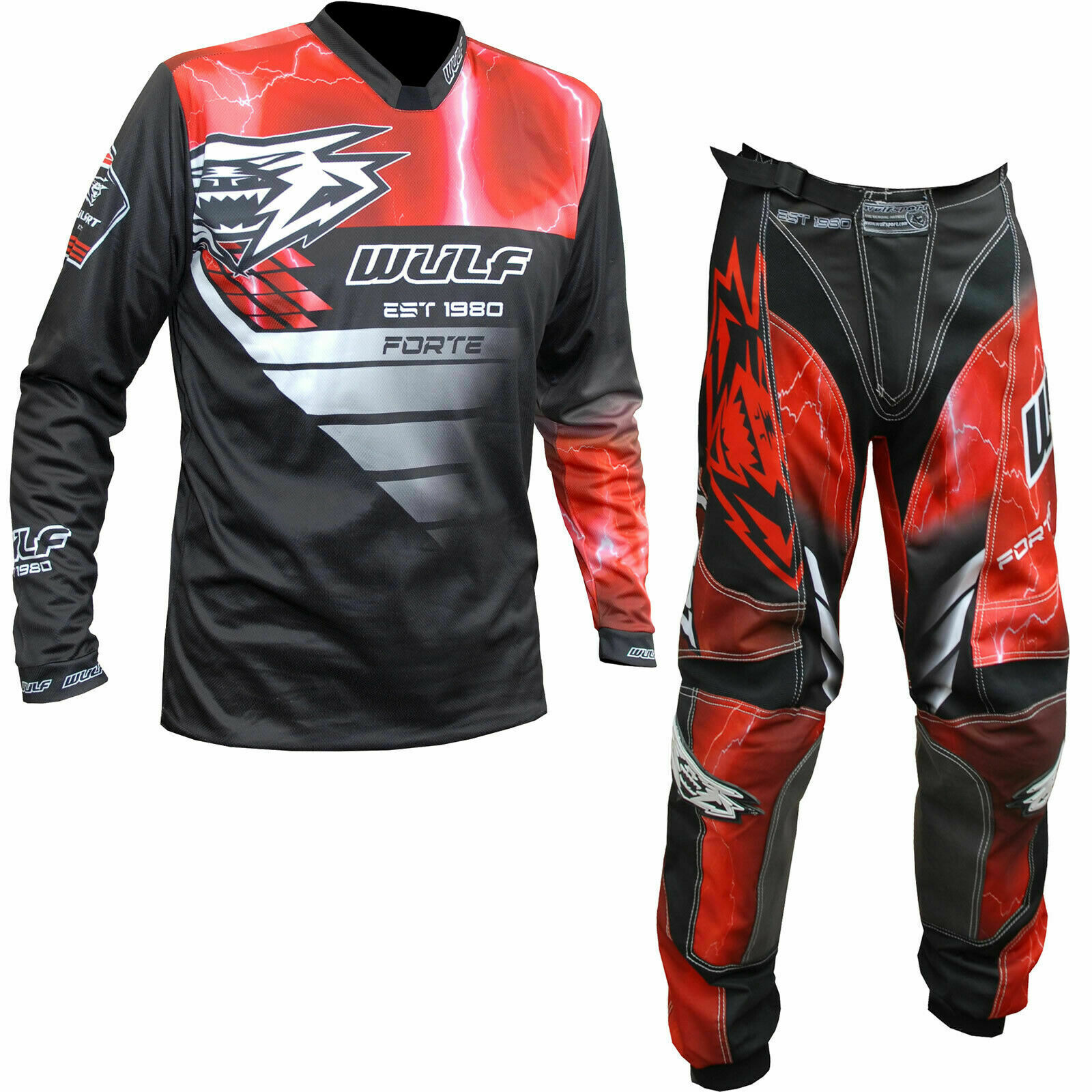 Shirt M /& Pants 32 Wulfsport AZTEC Motorbike Off Road Quad Adult MX Sports Jersey and Trouser Suit Motocross Clothing Black