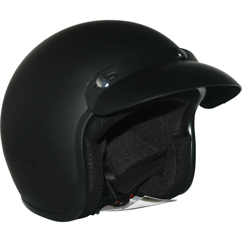 LEOPARD Open Face Motorbike Helmet Motorcycle Scooter RETRO MOD Black