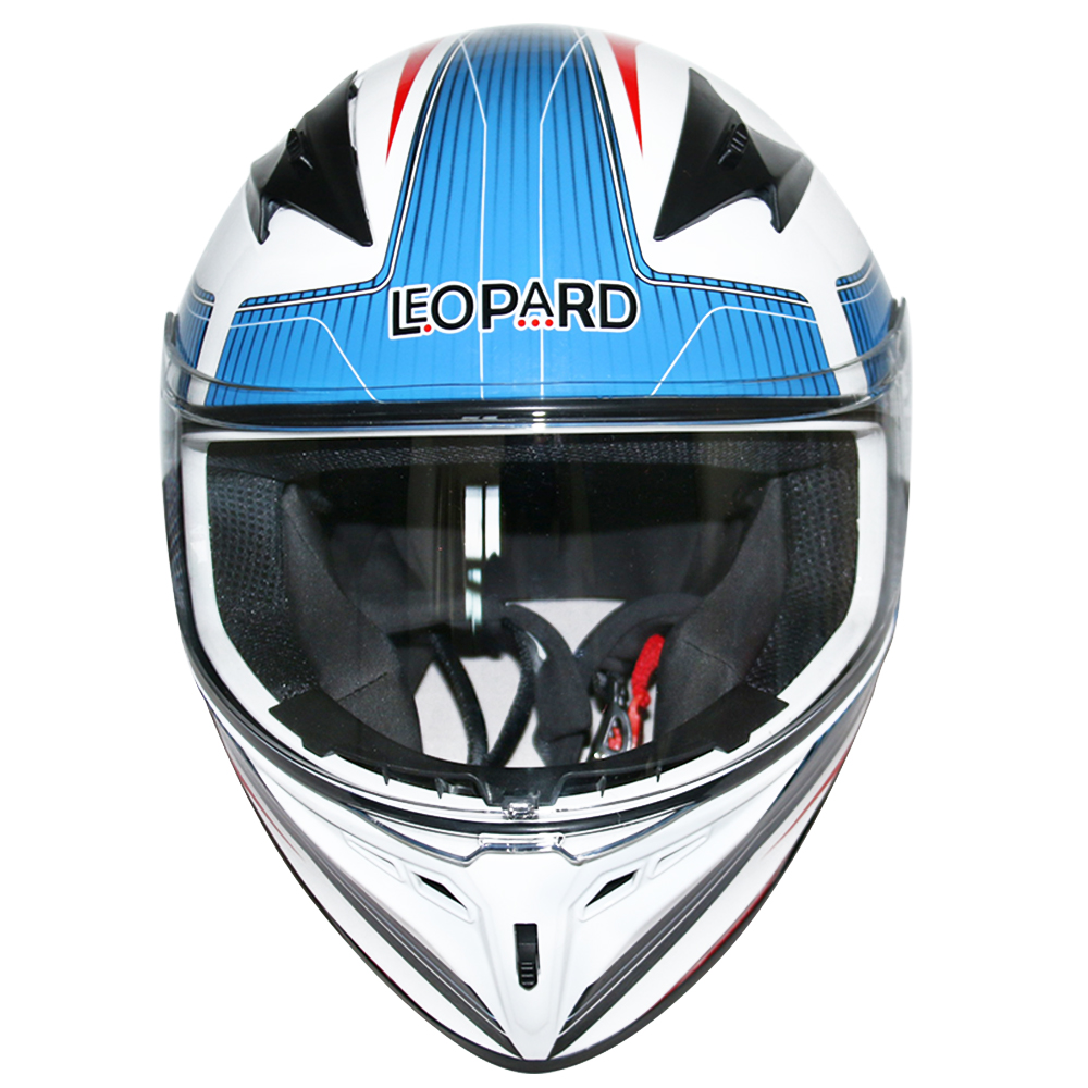 Leopard Full Face Motorbike Motorcycle Helmet Road Legal White NEW