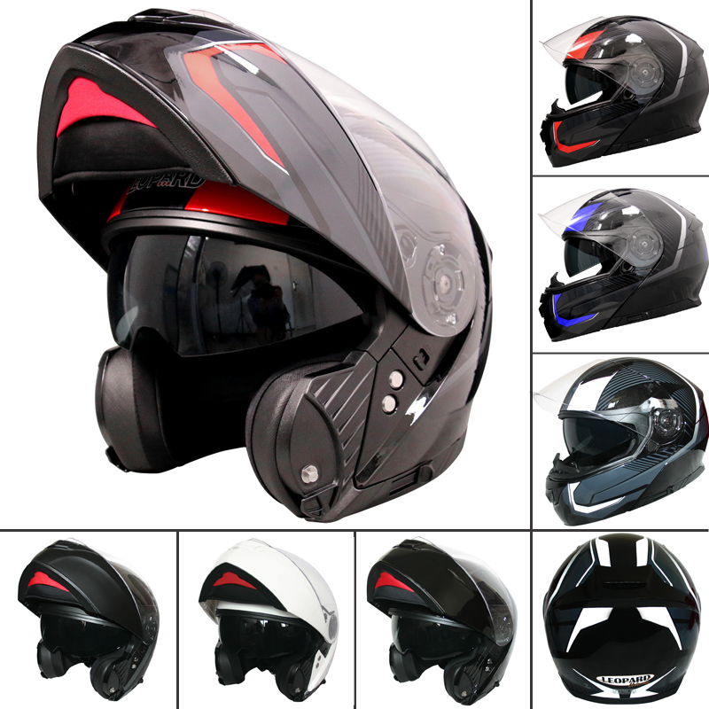 Leopard Outer Smoke Visor LEO-888 Flip Up Motorbike Motorcycle Helmet