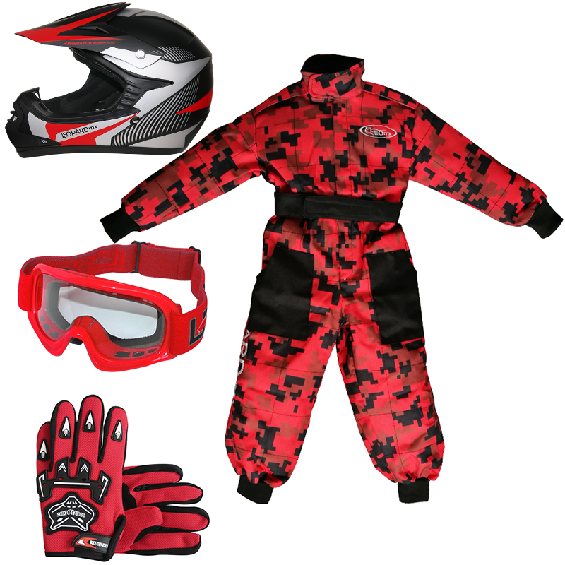 Kids Motocross Helmet Childrens Junior Camo Suit Goggles Gloves ...