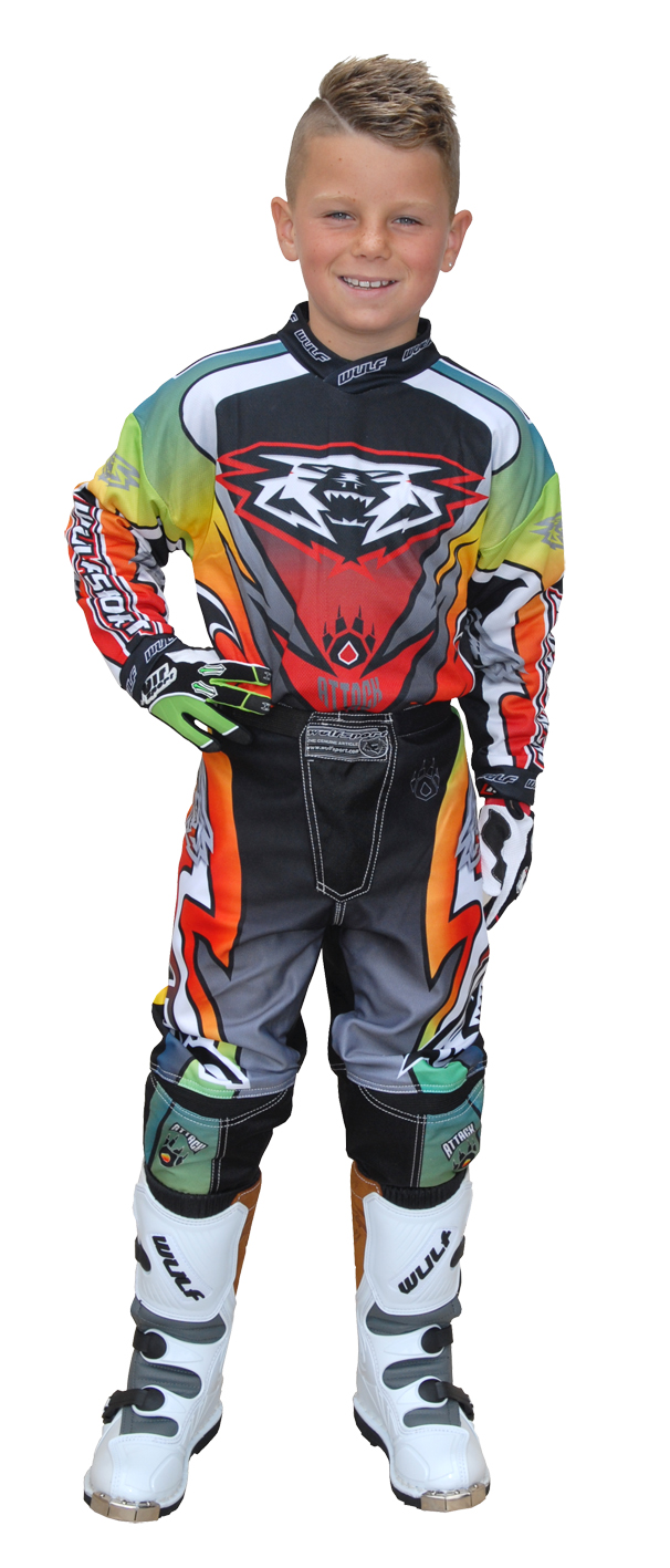 Wulfsport Attack Kids Cub Motocross Set Race Motorbike Jersey Trousers ...