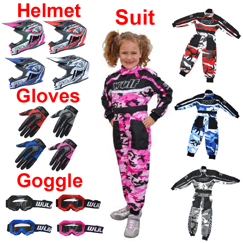 Kids Childrens Quad Wulf Wulfsport Childs MX Motorcross Air 5 Glove Dark Green T 