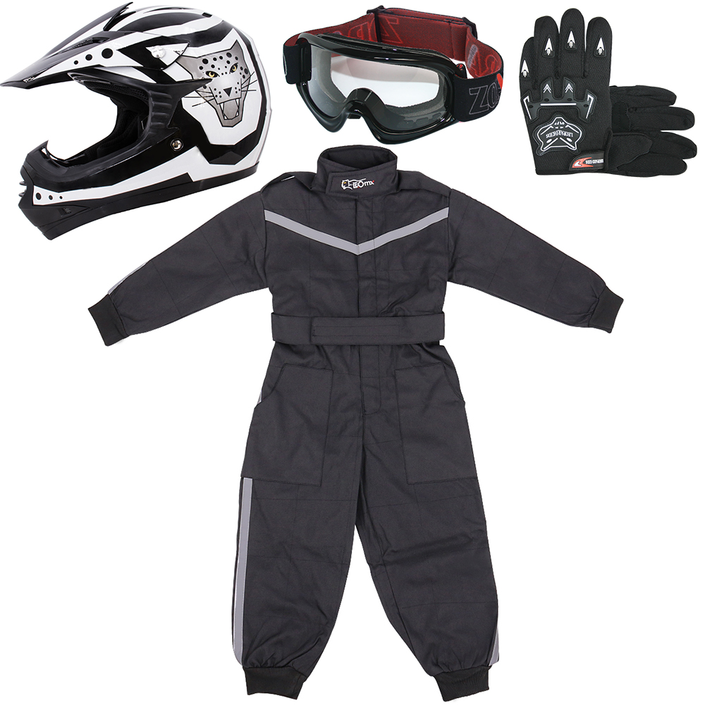 Zorax Combinaison De Motocross Pour Enfants 9-10 Ans - Taille L - Confortable, Réglable Et Ultra-résistante Pour Quad, Kart, Dirt Bike