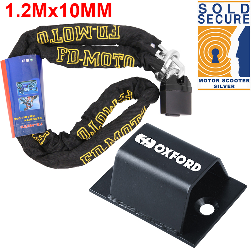 MOTORCYCLE SOLD SECURE OXFORD HD 1.0M MOTORBIKE SECURITY 10 MM HARD STEEL CHAIN WITH BRUTE FORCE GROUND ANCHOR HIGH QUALITY