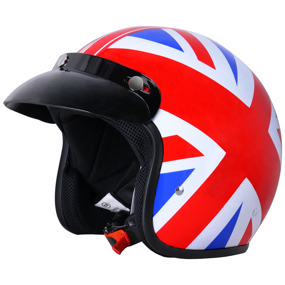 ZORAX ZOR-604 Open Face Motorbike Helmet Scooter Moped Removable Peak Union Jack - Picture 8 of 12