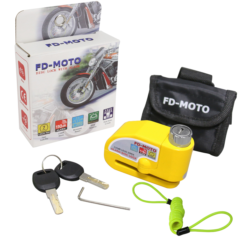 Details about   FD-MOTO Alarm Motorbike Disc Lock Brake Scooter Motorcycle Cycle Bike Security 