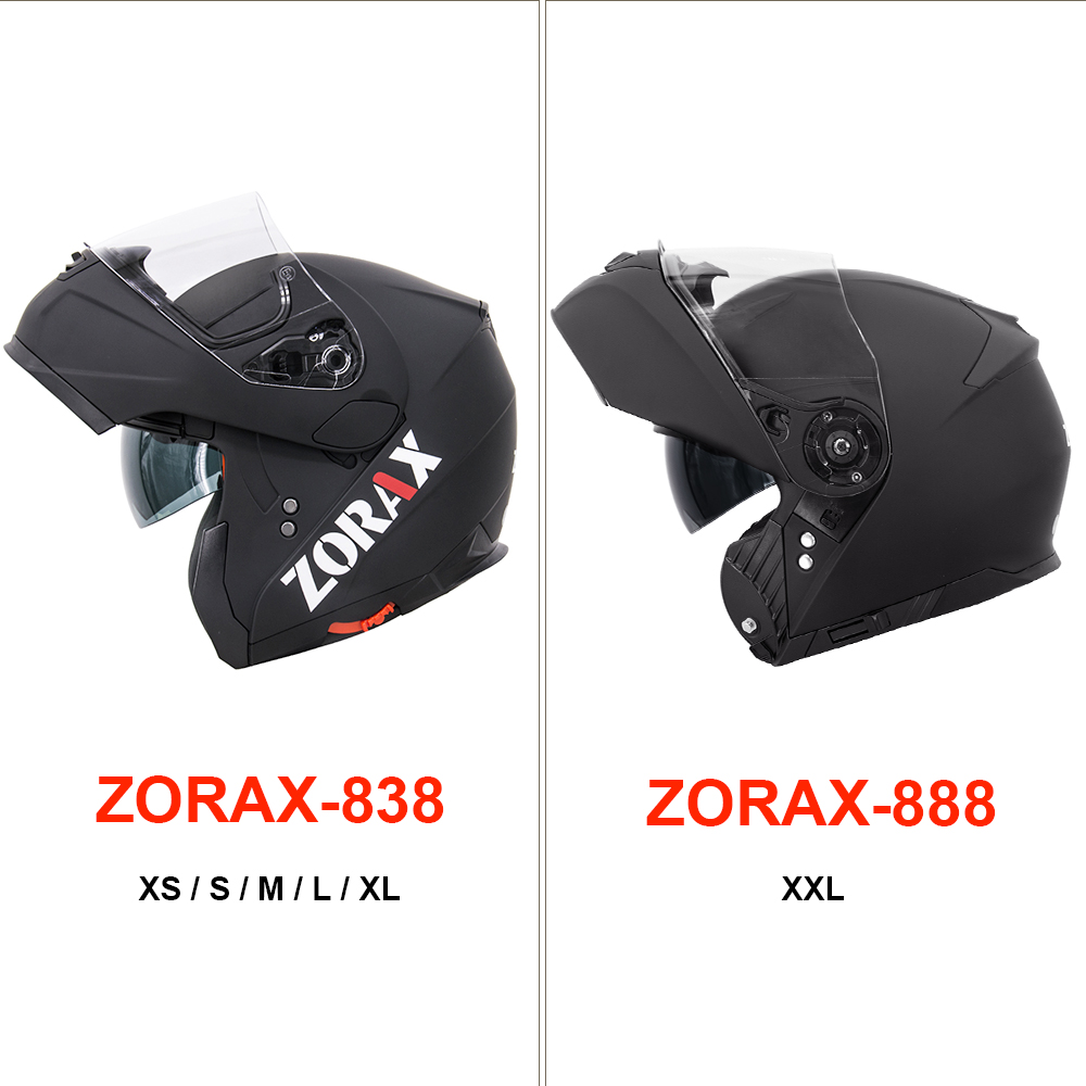 Zorax White S ZOR-838 Double Visor Modular Flip up front Motorcycle Motorbike Helmet ECE 2205 Approved 55-56cm 