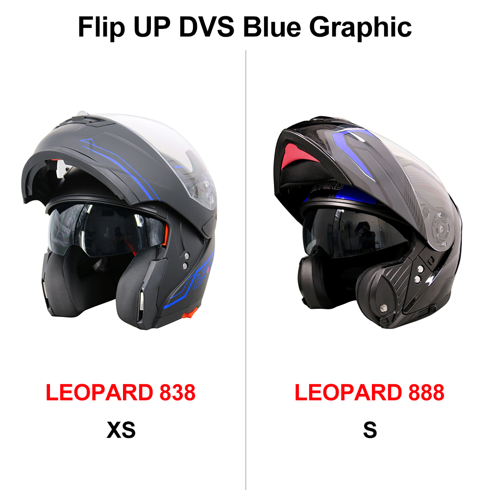 Red/Grey/Black M Leopard LEO-888 GRAPHIC DVS Flip up Front Helmet Motorcycle Motorbike Helmet with DOUBLE SUN VISOR 