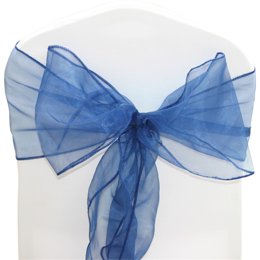 100 Organza Sashes Chair Cover Fuller Bow Ribbon for Wedding Banque Event Decor