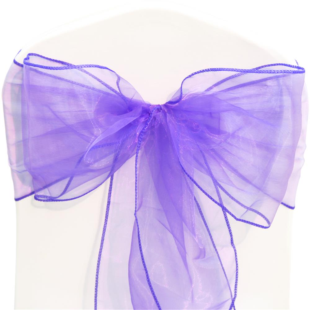 50 Lavender Organza Sashes Chair Cover Bow Sash WIDER FULLER BOWS Wedding Party