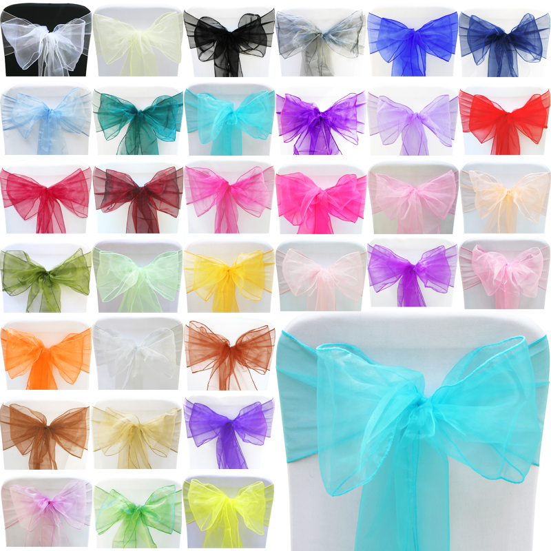 1 50 100 Organza sash chair cover bows for wedding party sashes fuller bow