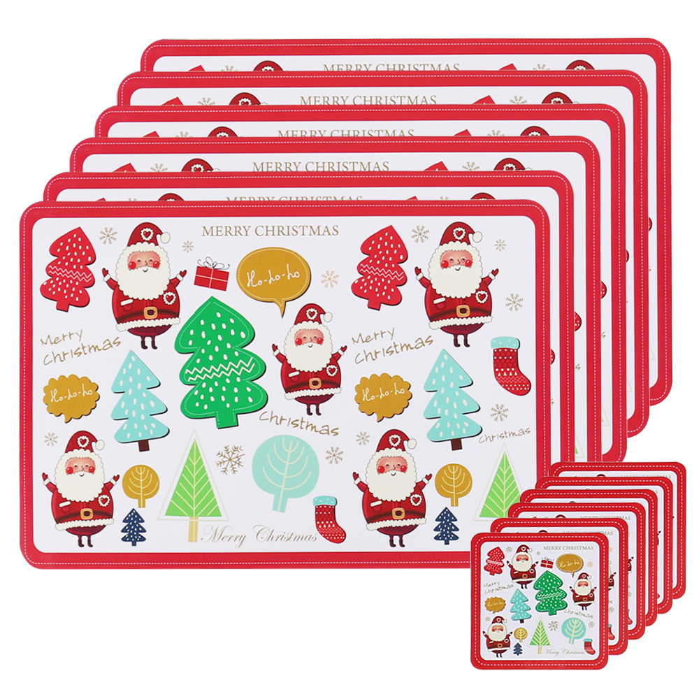 Time to Sparkle 6 PlaceMat And Coasters Xmas Santa Snowman Dining Table