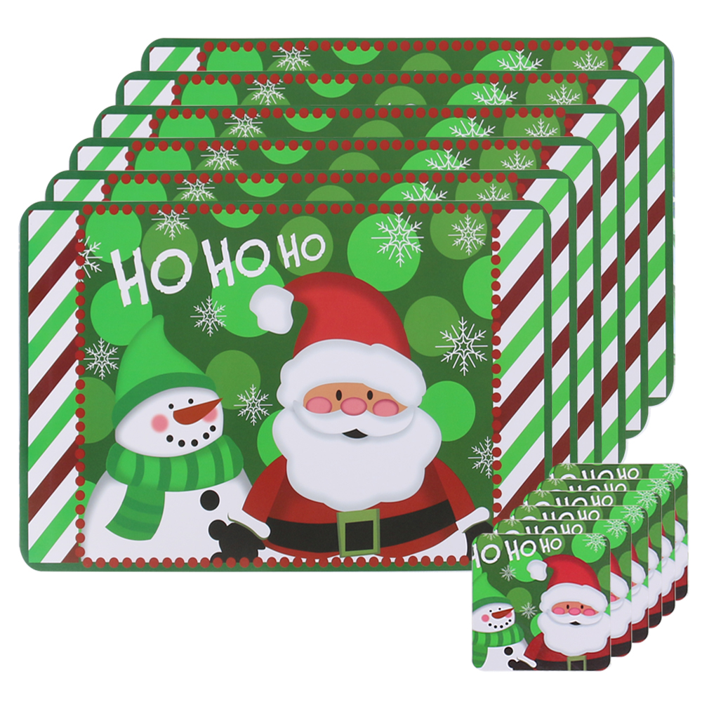 Time to Sparkle 6 PlaceMat And Coasters Xmas Santa Snowman Dining Table