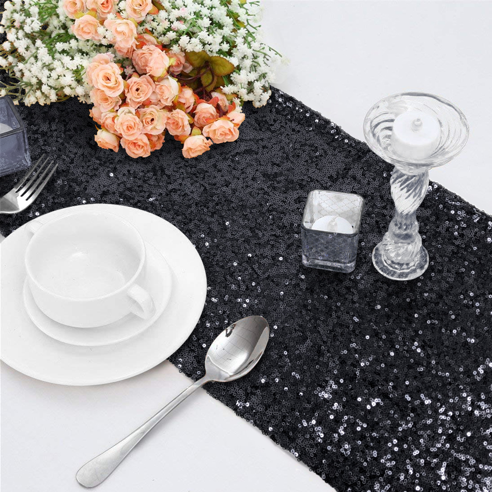 TOOGOO Table Runner Wedding Party Decorations Bling Cloth Silver R 