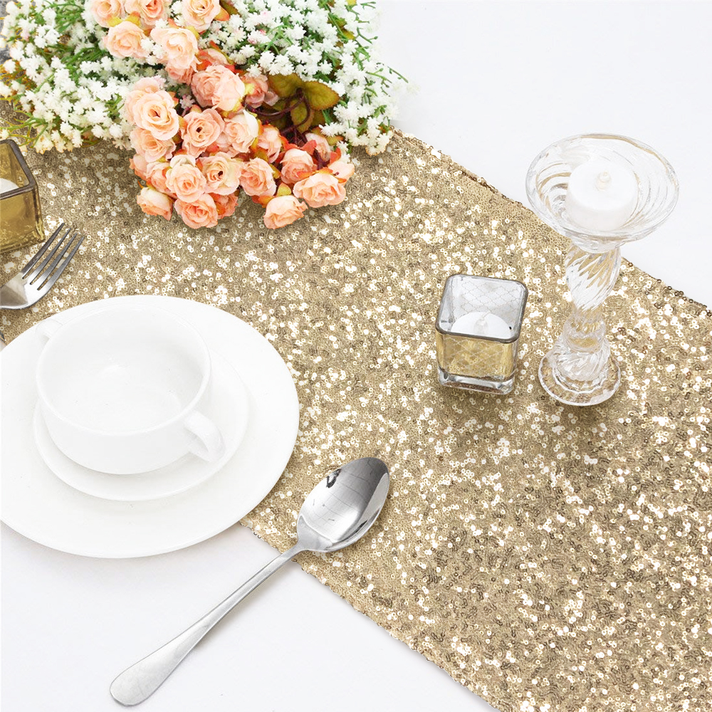 Gold/Silver Glitter Sequin Table Runners Cover 12"x108" Sparkly Wedding Party UK 